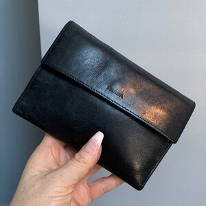 Authentic Prada vintage all black leather wallet